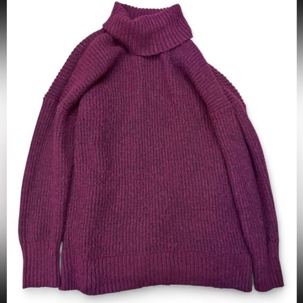 Nine West Deep Plum Ribbed Turtleneck Sweater
